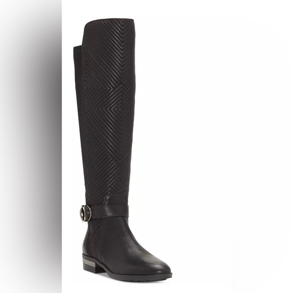 Vince Camuto Leather Pordalia Black Over the Knee Boots - Picture 2 of 9